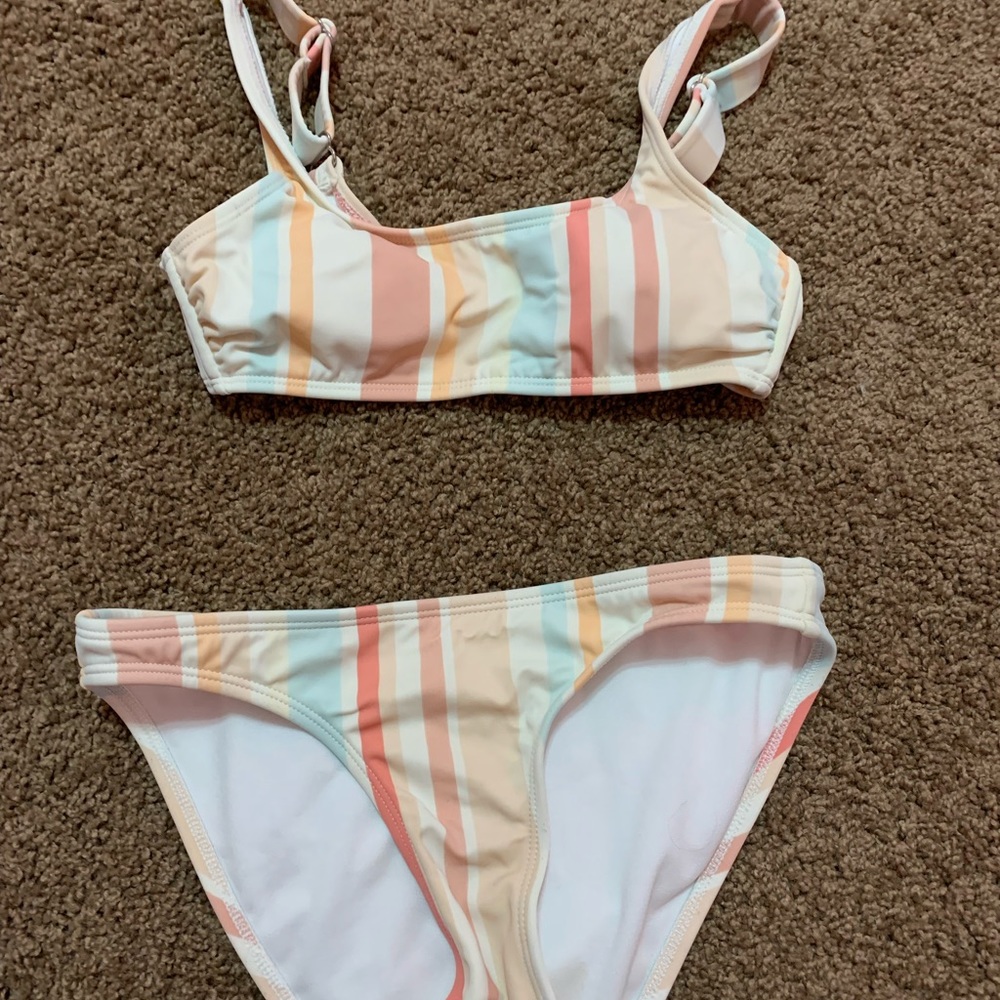 stripped target 2 piece swimsuit size xs